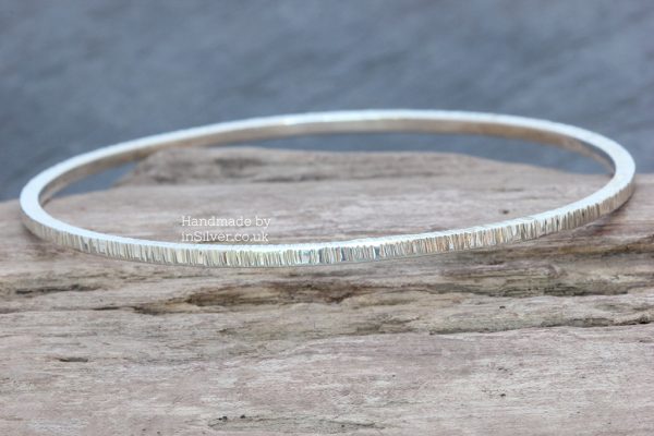 Square Wire Bangle - Line Hammered