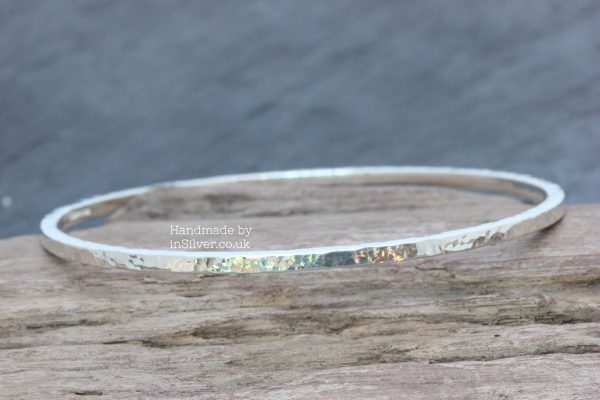 Square Wire Bangle - Glitter Hammered