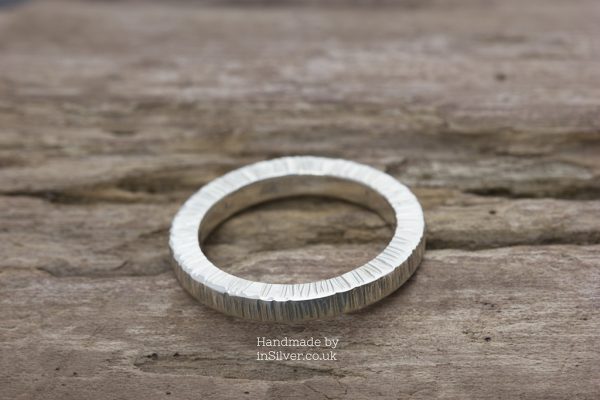 Heavy Square ring, line hammered