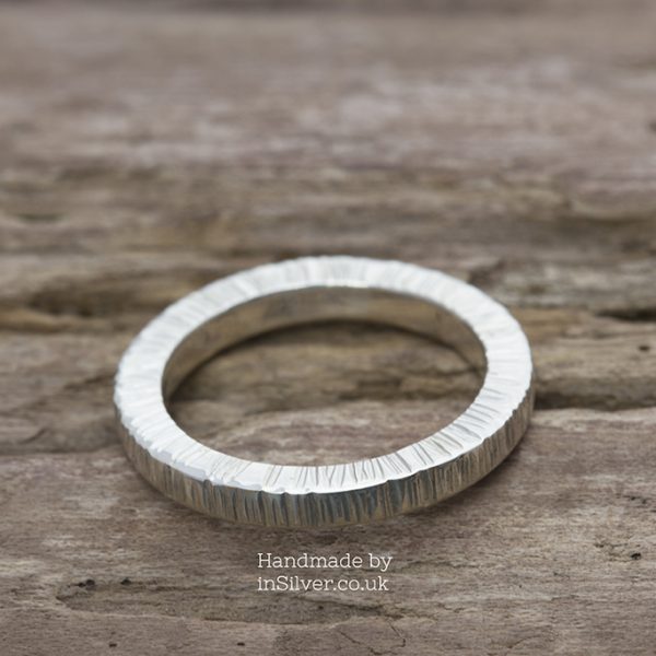 Heavy Square ring, line hammered