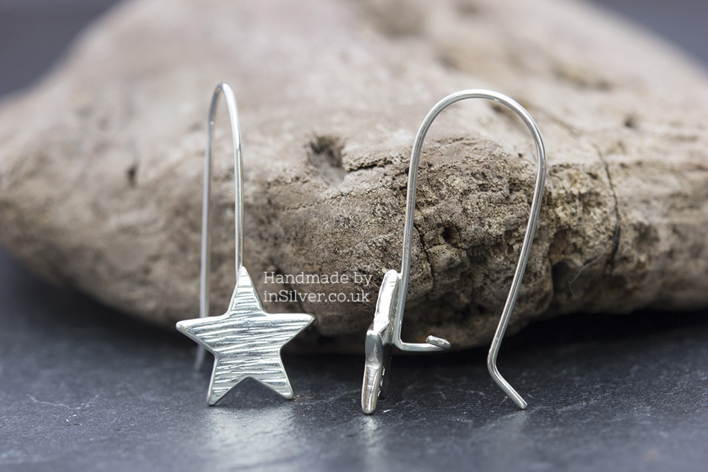 Star earrings line hammered hooks view 2 1024