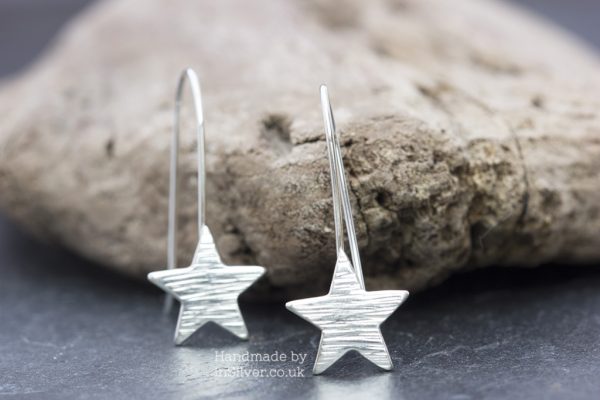 Line Hammered Star Hook Earrings