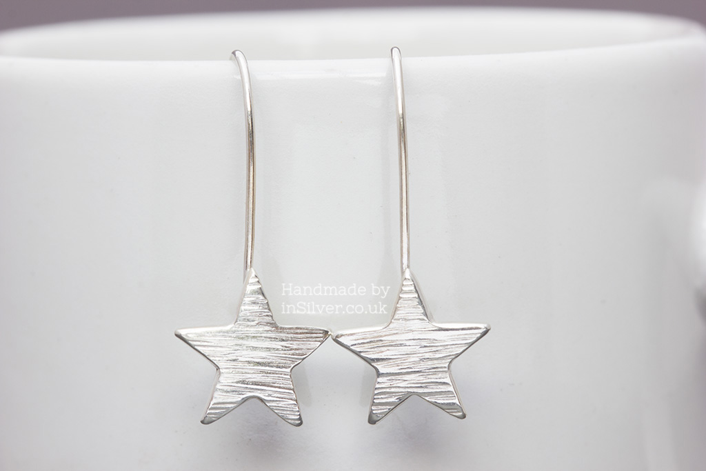 Star earrings line hammered hooks view 4 1024