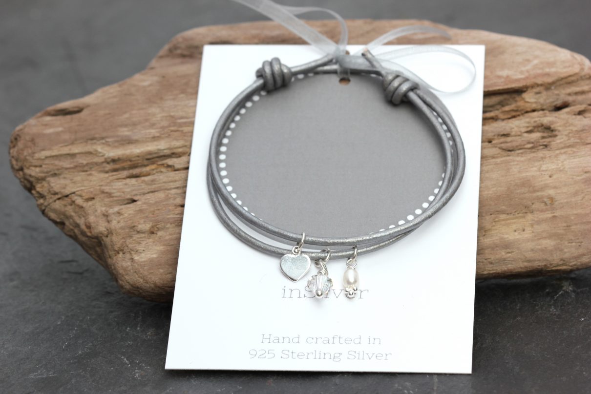 Silver heart friend card