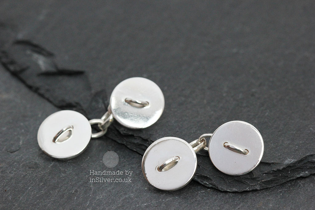 Button cufflinnks slate