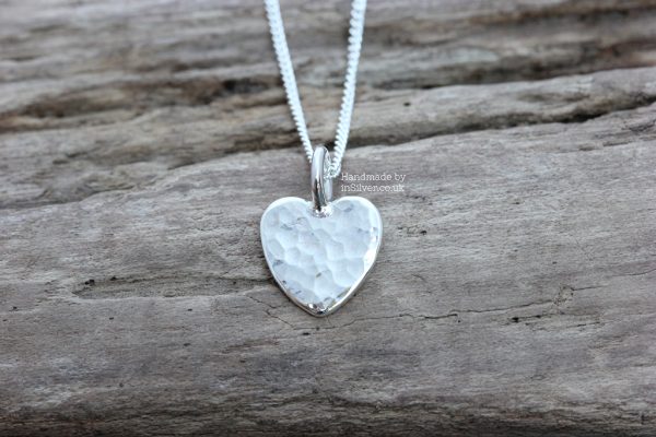 Mini Heart Pendant - Glitter Hammered