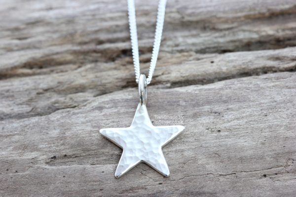 Mini Star Pendant - Glitter Hammered