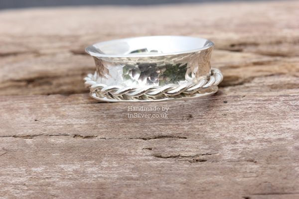 Spinner Ring - Glitter hammered/twist band 10