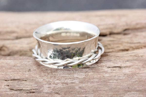 Spinner Ring - Glitter hammered/twist band 15