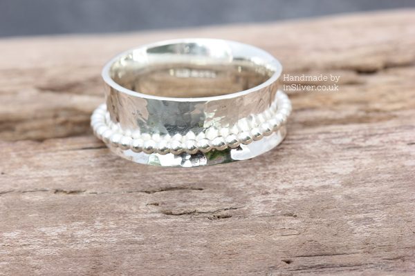 Spinner Ring - Glitter hammered/bead band 3