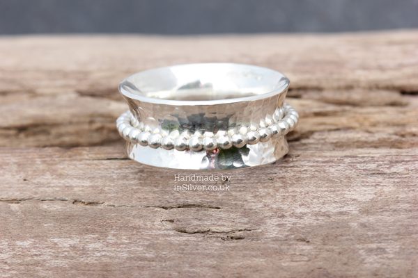 Spinner Ring - Glitter hammered/bead band 5