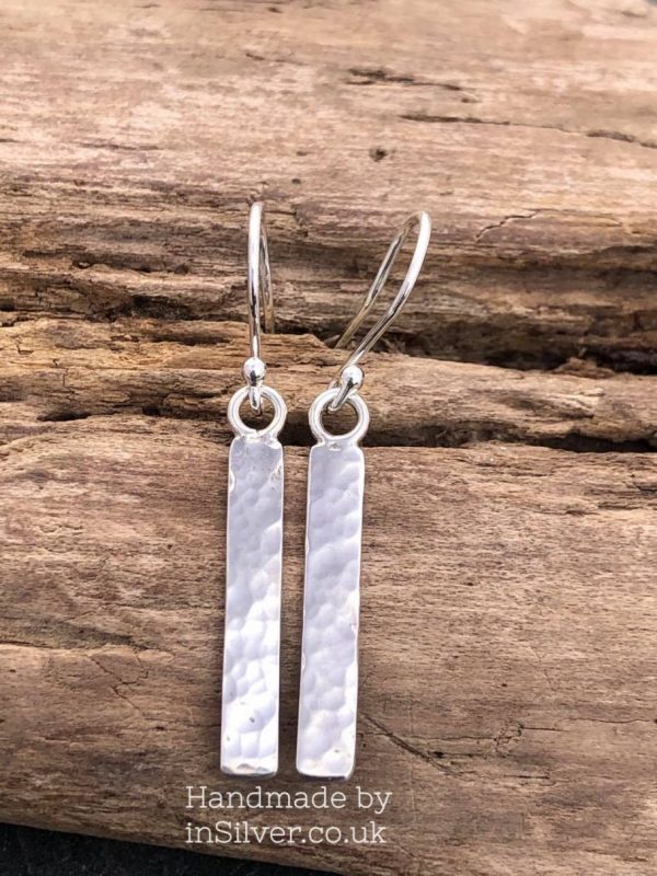 Oblong dangle earrings - Glitter hammered