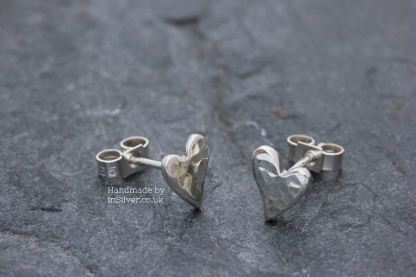 Squishy Heart Ear Studs Glitter Hammered
