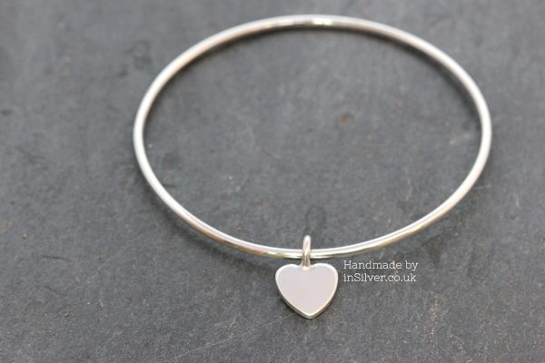 Heart charm bangle