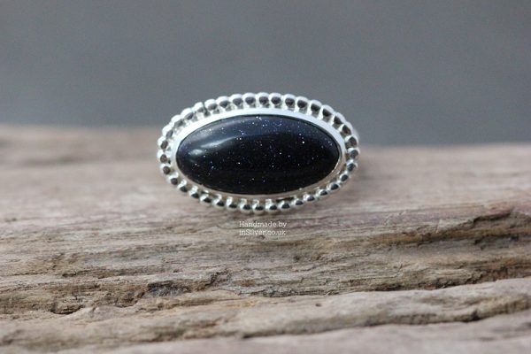 Blue Goldstone Bobble Ring