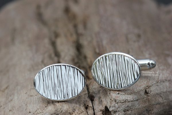 Line Hammered Oval Cufflinks