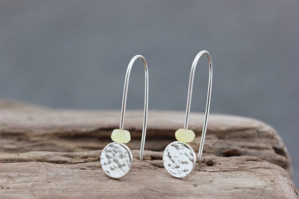 Yellow Kyanite Glitter Hammered Disc earrings