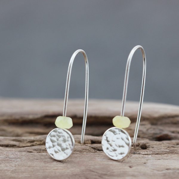 Yellow Kyanite Glitter Hammered Disc earrings