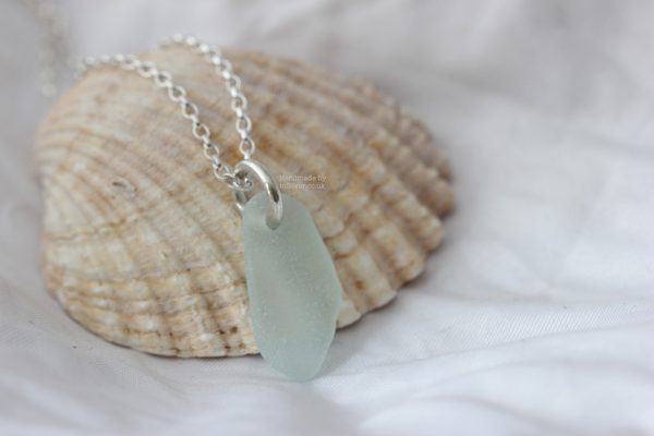 Sea glass Pendant - Opaque Duck Egg Blue