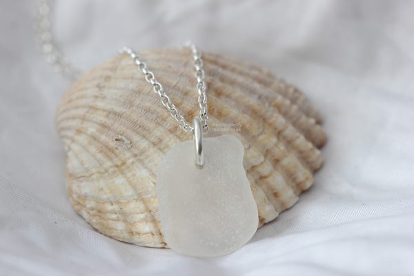 Sea glass Pendant - Opaque White