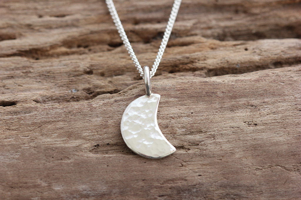 Glitter Hammered Crescent Moon Pendant