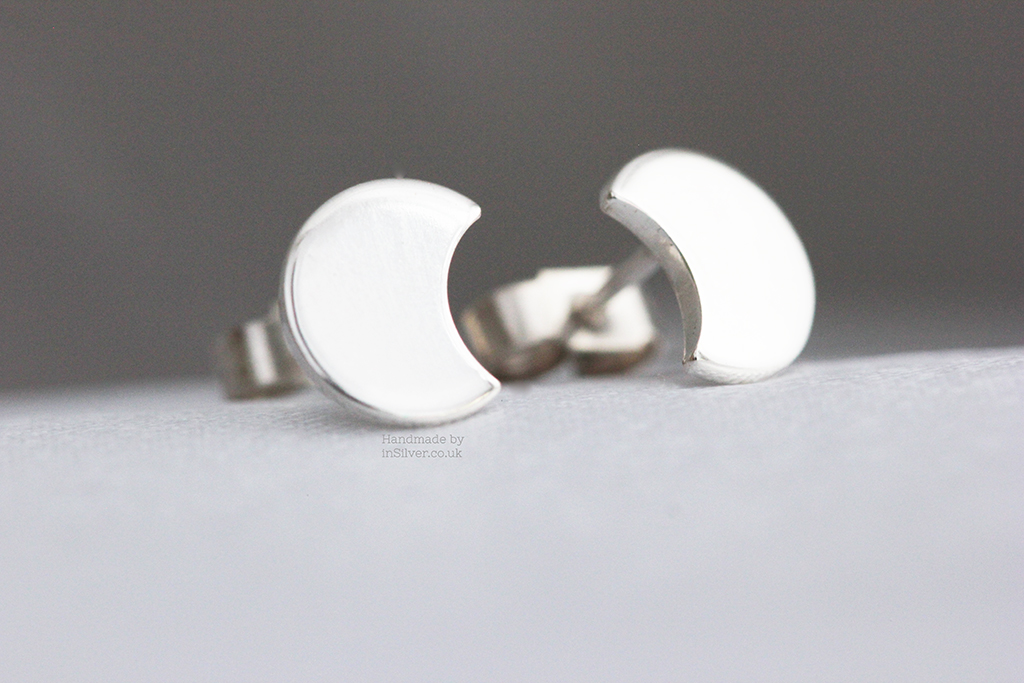 Moon Studs plain Satin 10b 1024 Crescent moon studs, plain